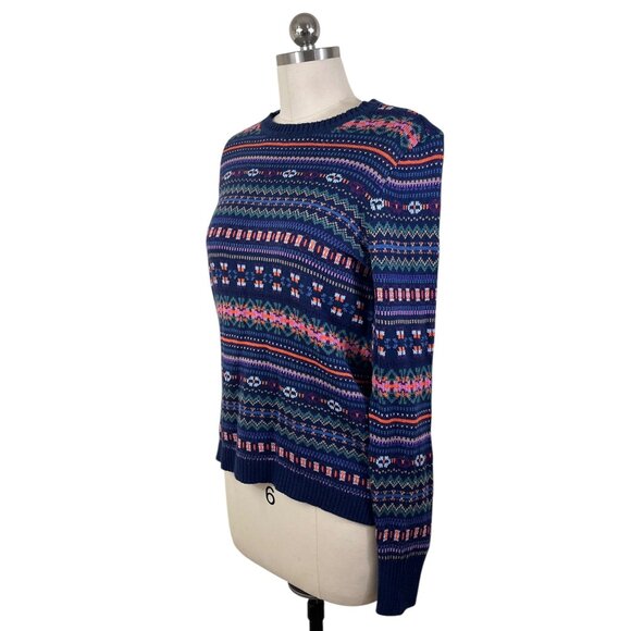 Chaps Y2K Sweater Womens Medium Blue Fair Isle Nordic Ski Grunge Cottage Preppy - Picture 2 of 9